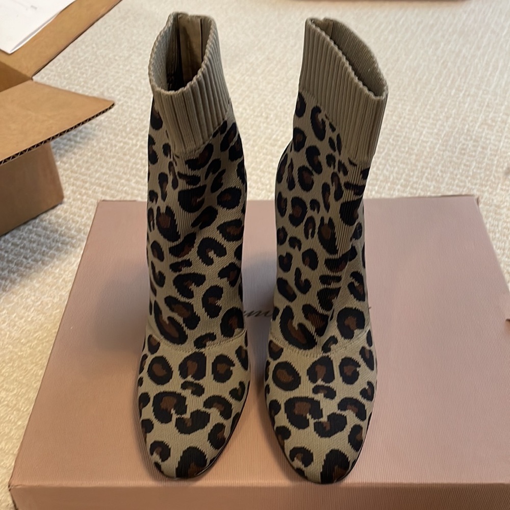 Gianvito Rossi Leopard Print Ankle Boots - Black and Tan - Picture 2 of 13